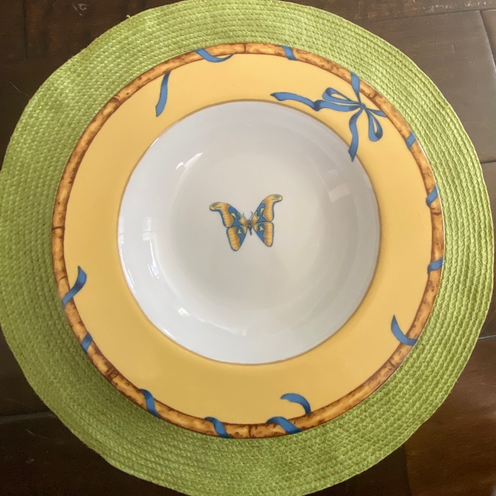 Lynn Chase Butterfly Bamboo 9 1/8” Wide Rimmed Soup Bowl
